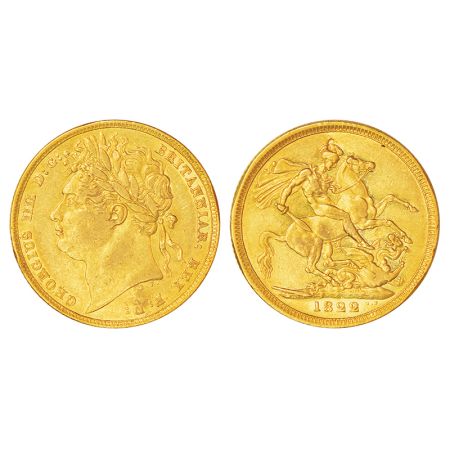 Great Britain, George IV (1820-1830 AD), gold sovereign, AD 1822, KM 682, 7.95g. Obv: Port