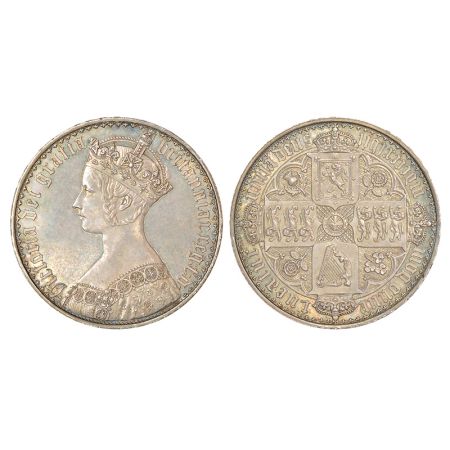 Great Britain, Victoria (1837-1901 AD), Proof, silver gothic crown, 'UNDECIMO' on edge, 18