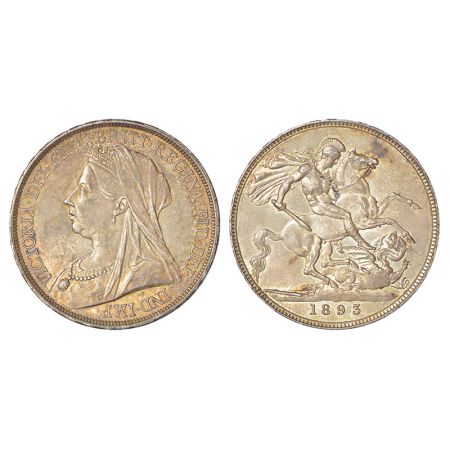 Great Britain, Victoria (1837-1901 AD), silver crown, 1893, KM 783, 28.16g. Obv: Portrait 