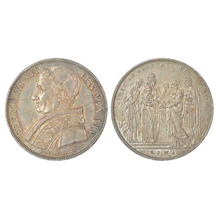 Vatican City-Papal state, Gregorio XVI (1831-1846 AD), silver 1 scudo 1834, KM 1315.1-1315