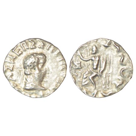 Indo-Greeks - silver drachm of Hermaios (c.105-90 BC), BN group III serie 11, 1.40g. Obv: 