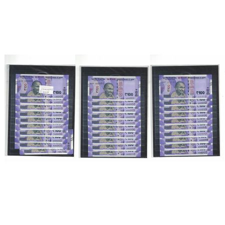 100 rupees, set of 32 fancy number notes, new Gandhi series, signed by Shaktikanta Das, te