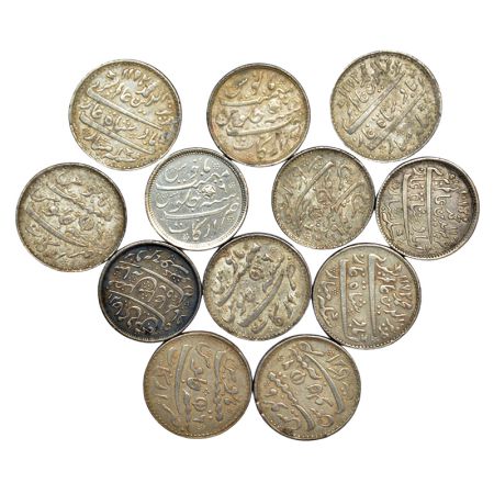 A group of 12 Bengal Presidency silver rupee, includes 12x Arkat mint and 1x Murshidabad m
