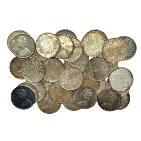 A group of 35 Victoria silver rupee, includes Queen and Empress, various dates. (35 coins)