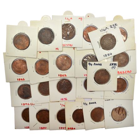 A group of 23 Victoria copper ¼ anna, includes 9x Queen and 14x Empress, various dates. (2