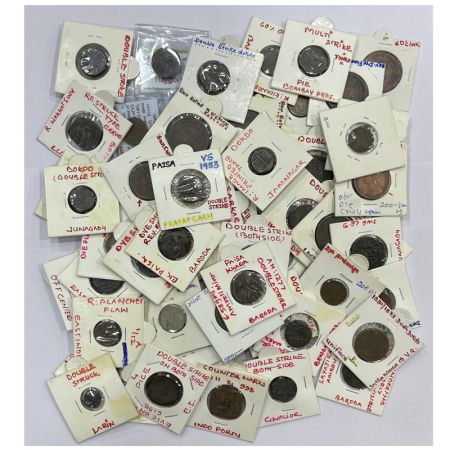 A group of 65 error copper coins, includes errors like Double struck, Die-shift, Ghost ima