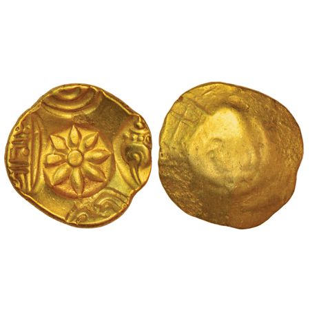 Yadavas of Devagiri, gold punch-marked Asu or 'Padma Tanka' of Ramachandra (1270-1311 AD),