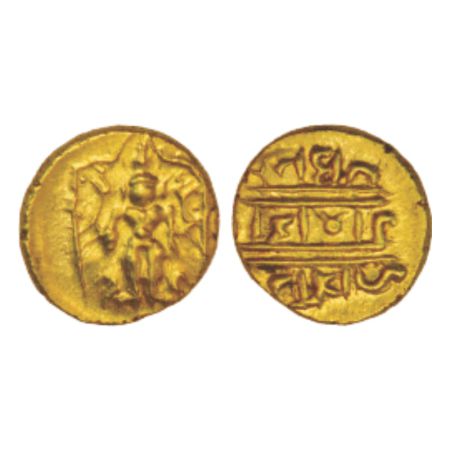 Vijayanagar Kingdom, Aravidu dynasty, gold ½ pagoda of Venkata Raya III (1630-1642 AD), MC
