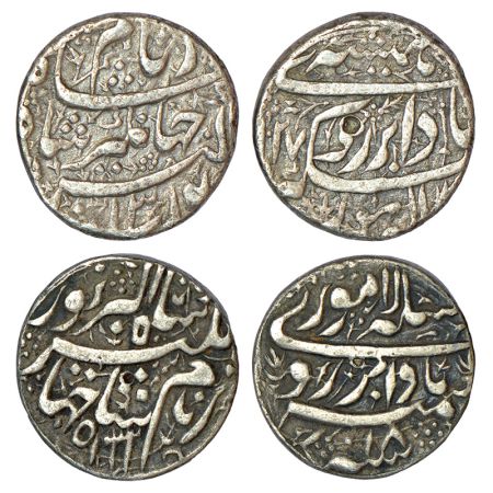 Jahangir (1605-1627 AD), silver rupee (2), Lahore mint, 'Bad Abre Ruye' couplet. 1x mint a
