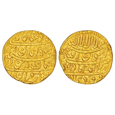 Shah Jahan (1628-1658 AD), gold mohur, Ahmadabad mint, Farwardin (Aries), AH 1039/RY 3, KM