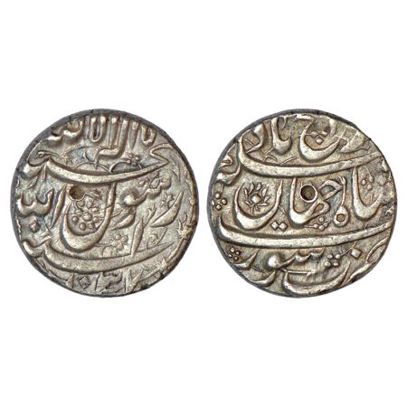Shah Jahan (1628-1658 AD), silver rupee, Surat mint, AH 1037/RY 1 (Ahd), 'do chasme he' in