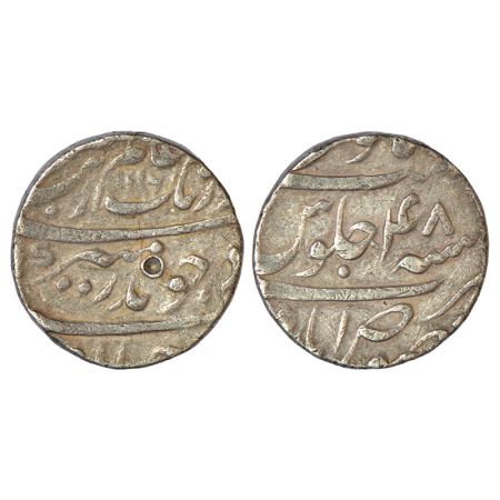 Aurangzeb, silver rupee, Makhsusabad mint, 'Badar-e-munir' couplet, AH 1116/RY 48, KM 300.