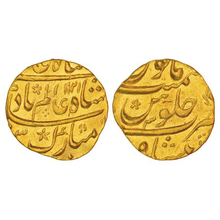 Shah Alam Bahadur (1707-1712 AD), gold mohur, Peshawar mint, AH 1121/RY 3, KM 356.11, 10.9