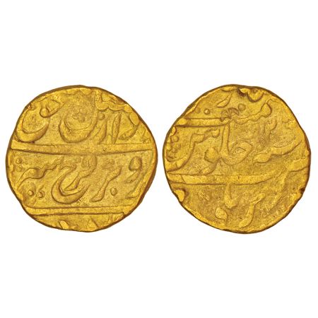 Farrukhsiyar (1713-1719 AD), gold mohur, Bareli mint, RY 2, KM 390.9, 10.89g. Fine, Rare.