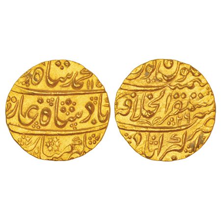 Muhammad Shah (1719-1748 AD), gold mohur, Mustaqir ul-Khilafat Akbarabad mint, AH 115x/RY 
