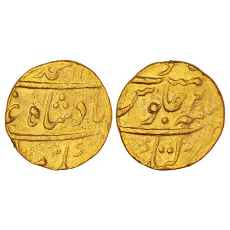 Muhammad Shah (1719-1748 AD), gold mohur, Katak mint, AH 11XX/RY 2, KM 438.12, 11.11g. Obv