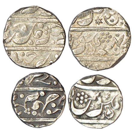 Maratha Confederacy, domains of the Kolhapur Chhatrapatis - silver rupee and ½ rupee of th