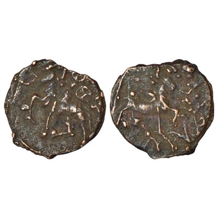 Kausambi/Vatsa region, uninscribed cast copper coin, 'lanky bull' series, (c.200-100 BC), 