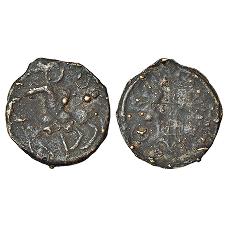 Kausambi/Vatsa region, uninscribed cast coinage - 'lanky bull' series, (c.200-100 BC), PAI