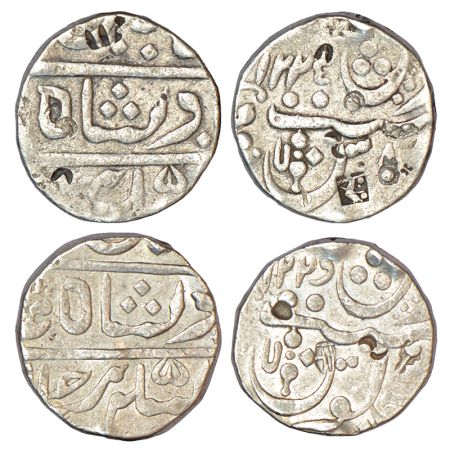 Maratha Confederacy, domains of the Peshwas - two silver rupees of 'Ankushi' type, struck 