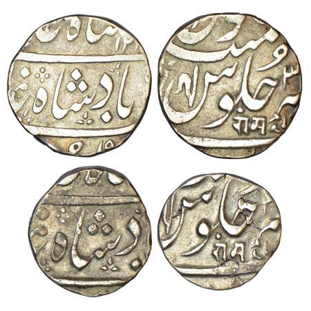 Maratha Confederacy, silver coins (2), Ahmadabad mint, rupee, RY 3x, KM 252, 11.45g and ½ 