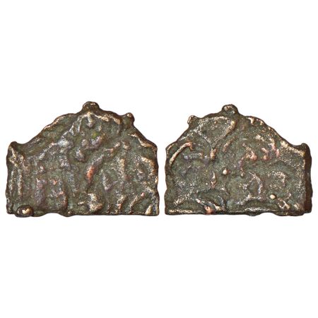 Kausambi/Vatsa region, uninscribed cast copper coin, 'Radhamitra' series, (c.200-100 BC), 