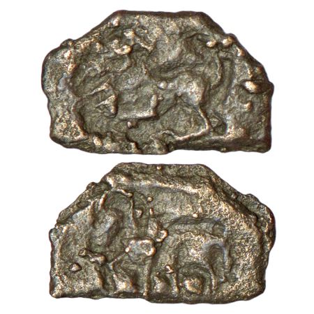 Kausambi/Vatsa region, uninscribed cast copper coin, 'Radhamitra' series, (c.200-100 BC), 