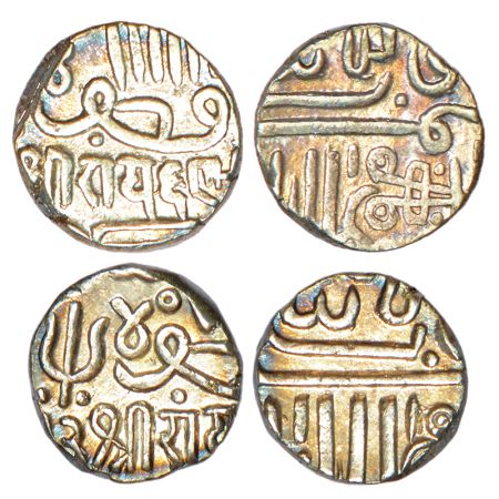 Kutch, Raydhanji II (1778-1814 AD), silver coins (2), 1x kori, 4.65g and 1x ½ kori, 2.33g,