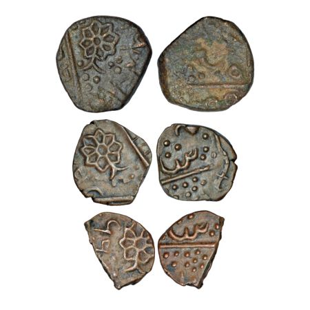 Lunawada, Wakhat Singh Ji (1867-1929 AD), set of 3 copper coins, 1x paisa, 7.82g, 1x ½ pai