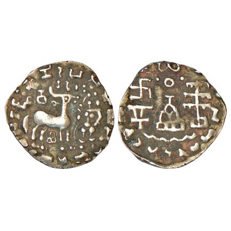 Post-Mauryan tribal monarchies, Kunindas - silver drachm of Amoghabhuti (c.50BC-50AD), PAI