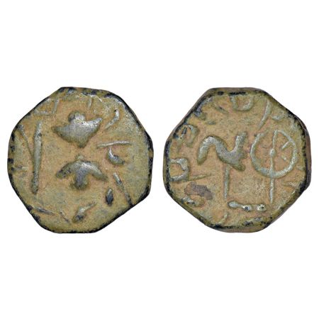 Western Kshatrapas, Kshaharata dynasty, copper coin of Bhumaka (c.10-33 AD), 6.02g. Obv: T