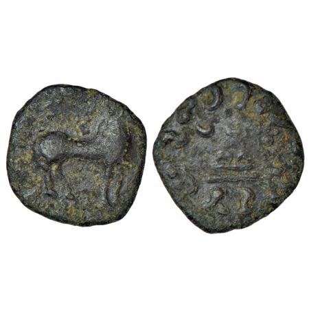 Western Kshatrapas, Kardamakka dynasty, copper coin of Damazada, 'horse' type, 0.84g. Obv: