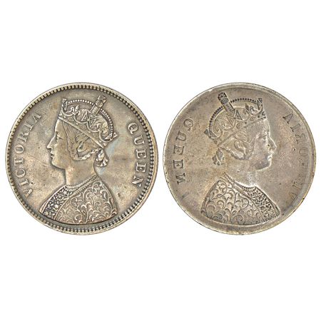 Victoria Queen, silver rupee, ND (1862-1876 AD), obverse part brockage (Lakhi) on reverse,