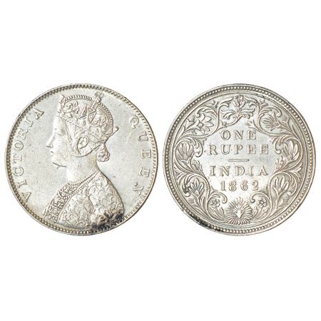 Victoria Queen, silver rupee, 1862, Bombay mint, D/IIa, double lines to the curves of the 