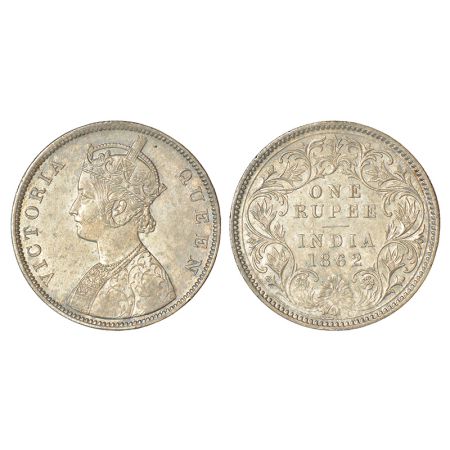 Victoria Queen, silver rupee, 1862, Calcutta mint, B/III, 150 ridges, 30.6 mm, PR 60. Extr