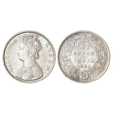 Victoria Queen, silver rupee, 1862, Bombay mint, B/II/4/0, GK 301. Very fine, Very rare.