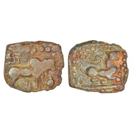 North/West Maharashtra - uninscribed post-Vakataka lead coin, perhaps of the local Rashtra