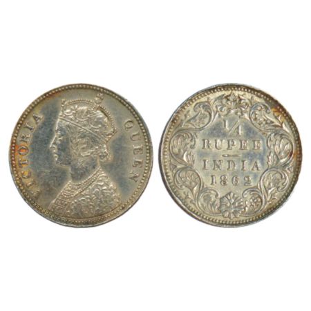 Victoria Queen, silver ¼ rupee, 1862, Calcutta mint, A/I, PR 376; GK 375, 2.93g. Nearly ex