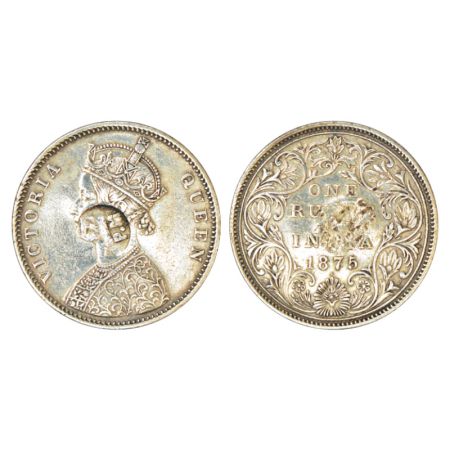 Victoria Queen, silver rupee, 1875, P.M. (for Port Mozambique) with Crown counter-struck o