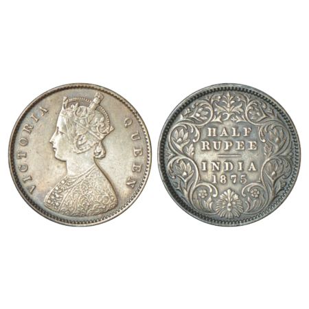 Victoria Queen, silver ½ rupee, 1875, Calcutta mint, A/I/no mm, PR 260. Good very fine, Ra