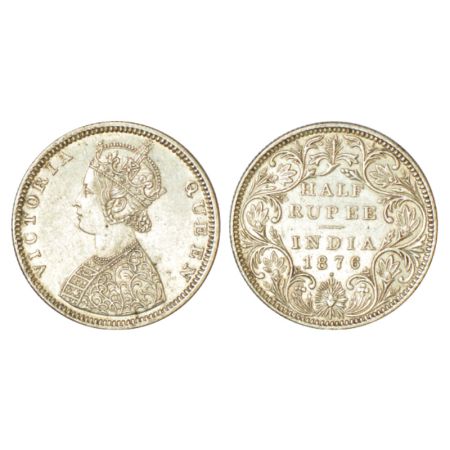 Victoria Queen, silver ½ rupee, 1876, Bombay mint, B2/II/dot, hair re-engraved at the nape