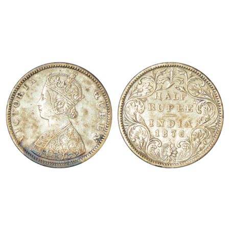Victoria Queen, silver ½ rupee, 1876, Bombay mint, B2/II/dot, hair re-engraved at the nape
