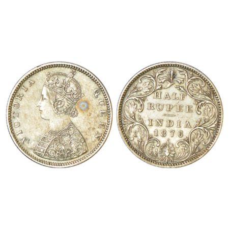 Victoria Queen, silver ½ rupee, 1876, Bombay mint, B2/II/dot, hair re-engraved at the nape