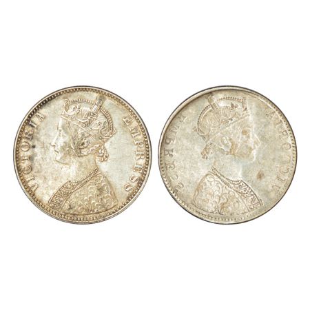 Victoria Empress, silver rupee, ND (1877-1901 AD), obverse part brockage (Lakhi) on revers