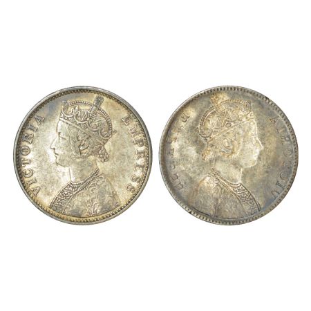 Victoria Empress, silver rupee, ND (1877-1901 AD), obverse part brockage (Lakhi) on revers