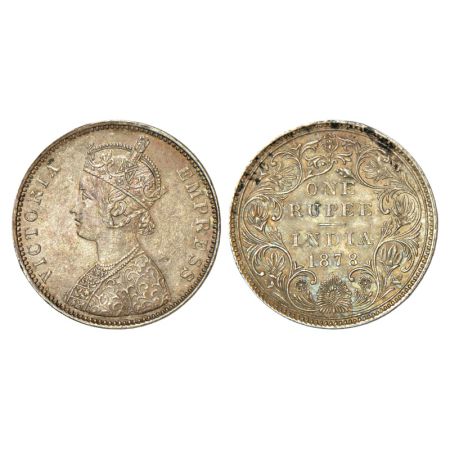 Victoria Empress, silver rupee, 1878, Bombay mint, A3/II(i), dot, GK 451, 11.50g. Very sca