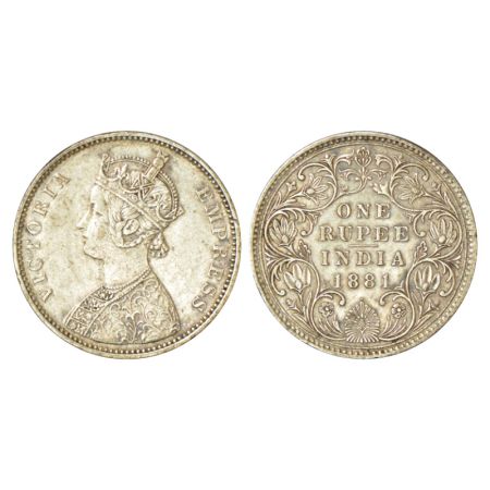 Victoria Empress, silver rupee, 1881, Bombay mint, A3/IV/dot, PR listed as 157, GK 469. Ed