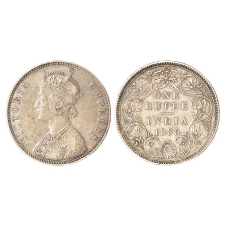Victoria Empress, silver rupee, 1885, Bombay mint, Mule, A1/II/B raised, GK 494. Good very