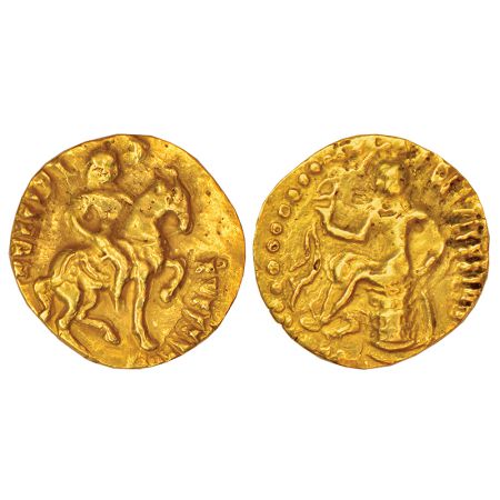 Gupta Empire, gold dinar of Kumara Gupta I (415-450 AD), 'Horseman' type, S. Kumar Class I