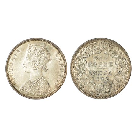 Victoria Empress, silver rupee, 1892, Bombay mint, C2/I/B incused, PR 181. Uncirculated, V